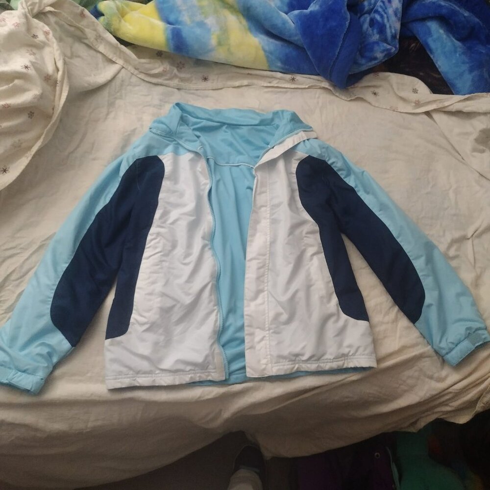 Athletic Works Blue and white hoodless reversable jacket